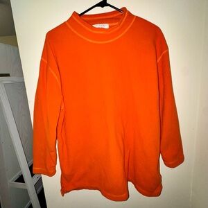 Vintage Innovation Sport Bright Orange Long Sleeve Mock Neck Fleece Top